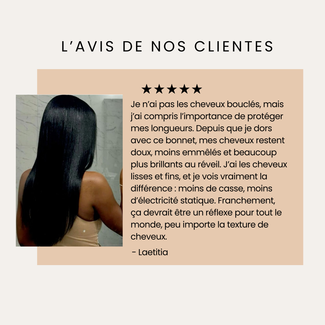 Ayanat Essentiel Nuit – Bonnet en satin double face avec élastique réglable