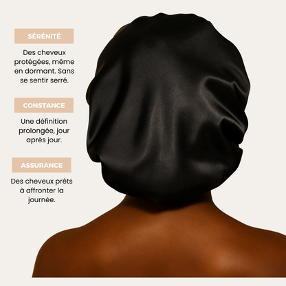 Ayanat Essentiel Nuit – Bonnet en satin double face avec élastique réglable